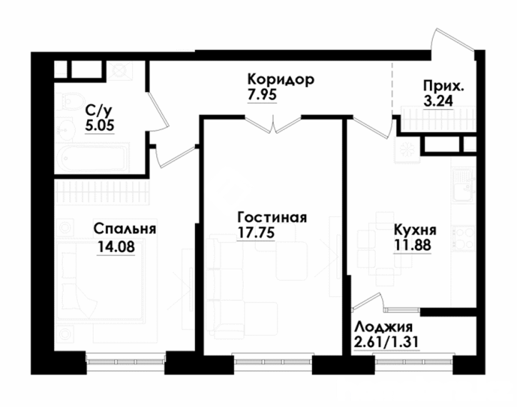 Планировка 2-комнатная квартиры в ЖК BEREKELI